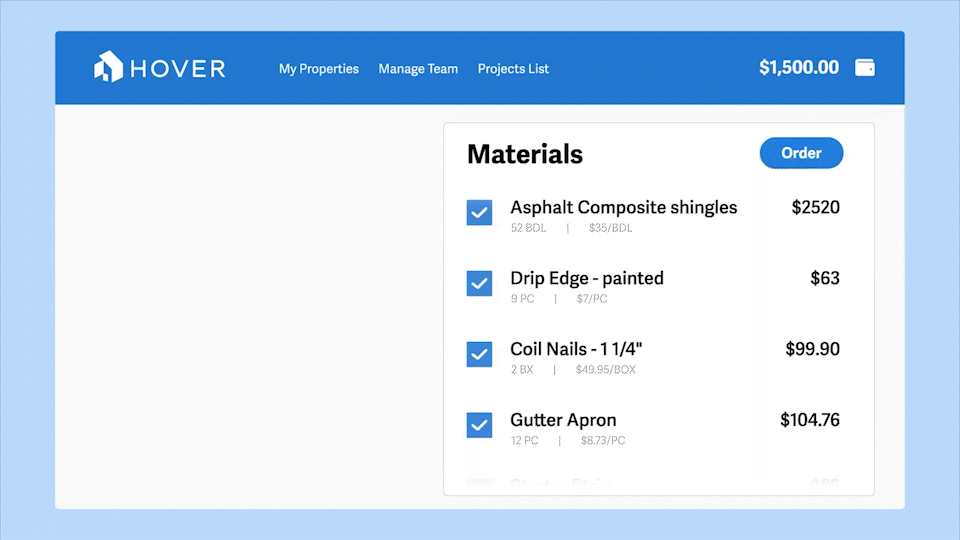 Animation of HOVER's direct ordering workflow